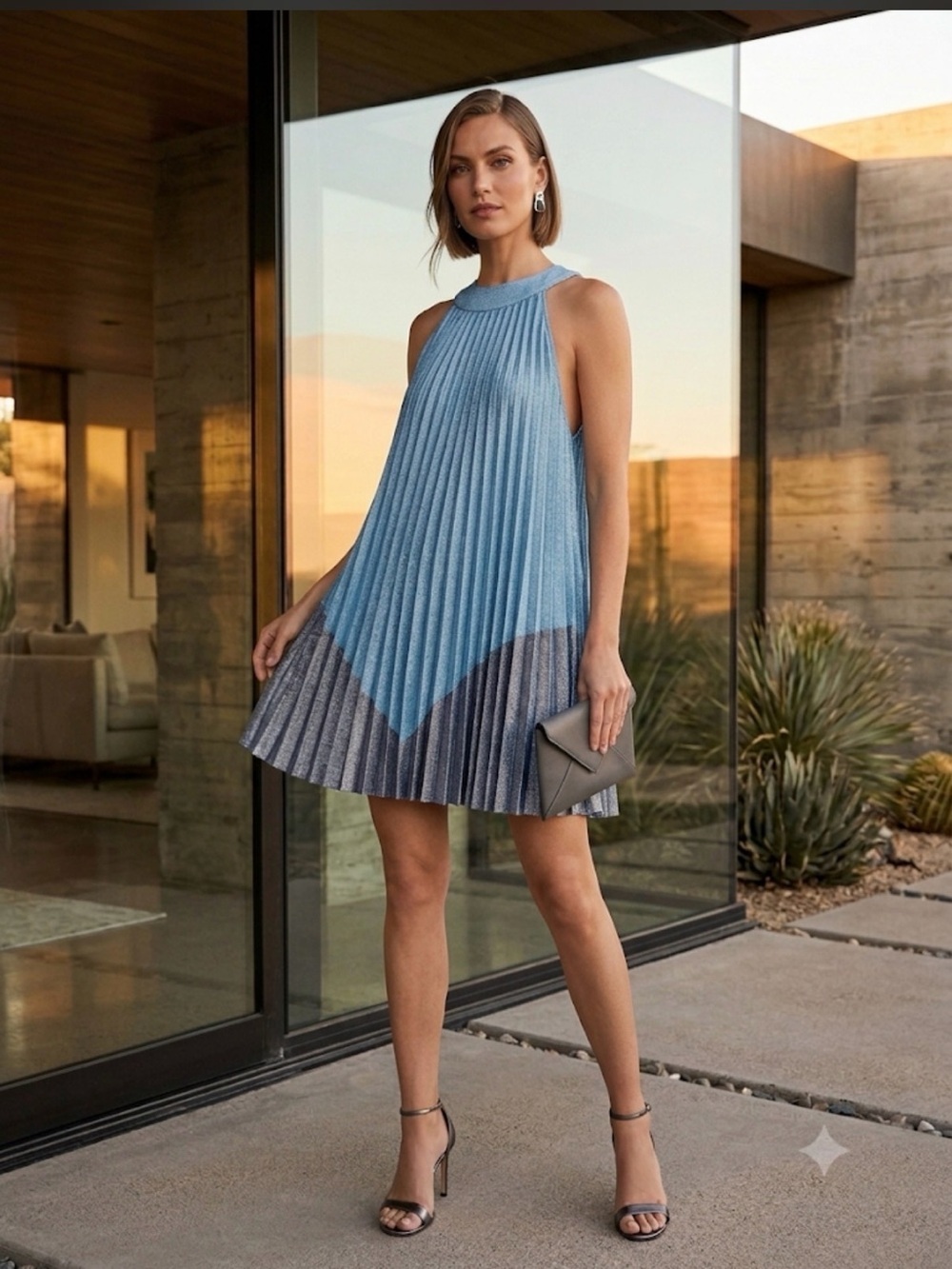 NWT Free People Pleated Love Metallic Mini Swing Dress Whimsy Fairycore Small
